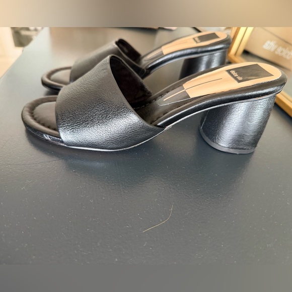 Dolce Vita Black Leather Slide Mules - Picture 3 of 7